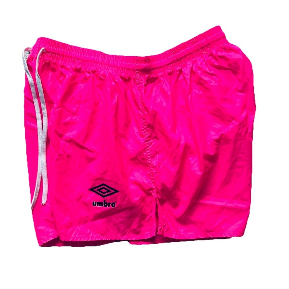 Vintage Umbro Nylon Soccer Shorts Adult L Neon Hot Pink 2" Inseam Made in USA